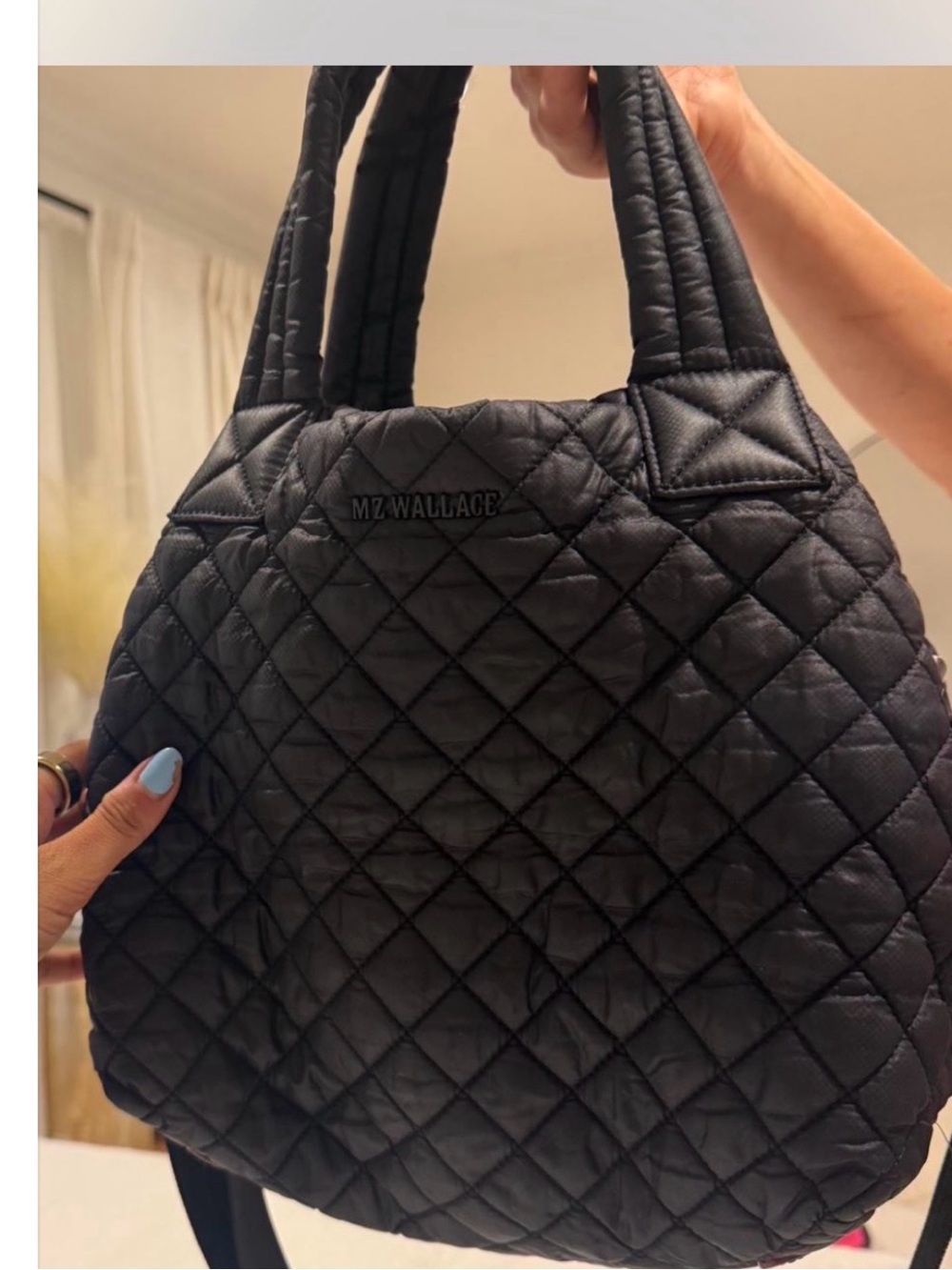MZ Wallace Quilted Black Metro Tote Deluxe Crossbody Bag with Detachable Strap - Picture 9 of 16